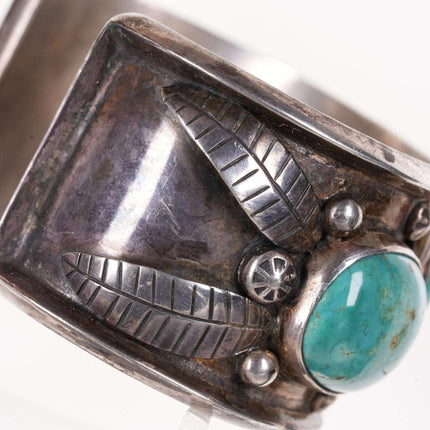 Vintage Heavy Navajo Sterling/Turquoise cuff bracelet