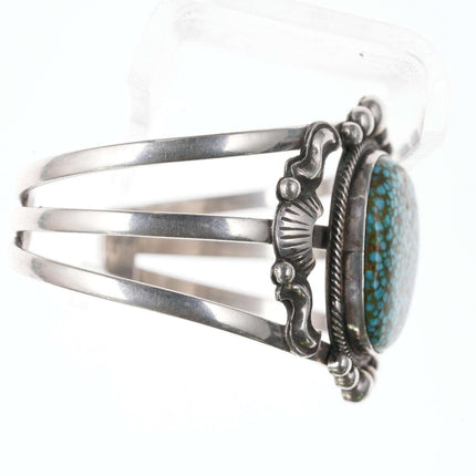 Vintage Native American Sterling Spiderweb Turquoise Mountain Turquoise cuff Bra