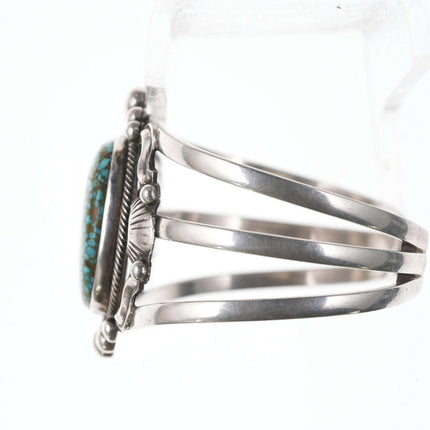 Vintage Native American Sterling Spiderweb Turquoise Mountain Turquoise cuff Bra