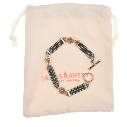 7" Retired James Avery 14k/Sterling toggle bracelet with bag