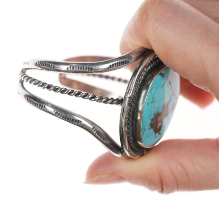 6" 70's Native American sterling and turquoise cuff bracelet