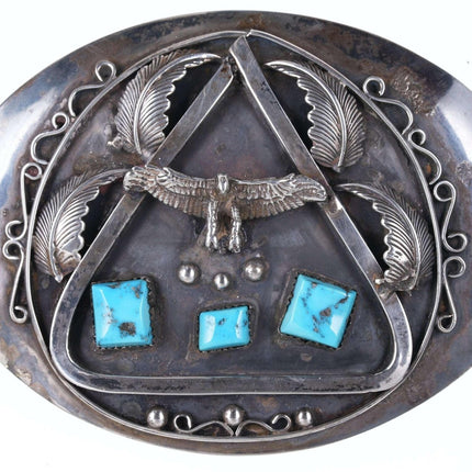 Vintage E&J Little Navajo Sterling/turquoise belt buckle