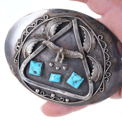 Vintage E&J Little Navajo Sterling/turquoise belt buckle