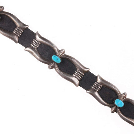 Vintage Native American Tufa Cast sterling and turquoise concho belt