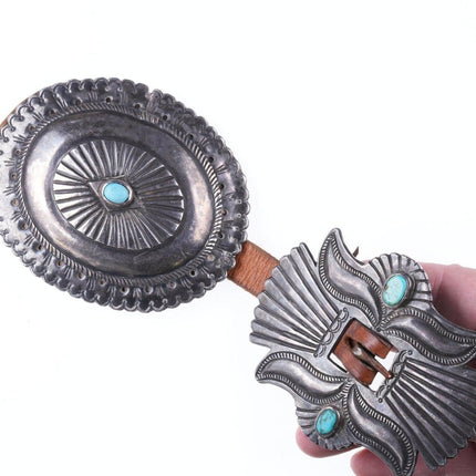 Riesiger Concho-Gürtel aus Navajo-Silber und Türkis aus den 1920er- und 30er-Jahren