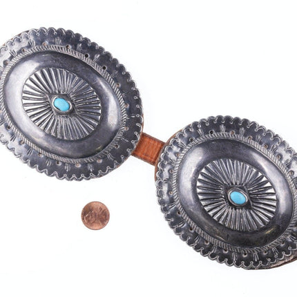 Riesiger Concho-Gürtel aus Navajo-Silber und Türkis aus den 1920er- und 30er-Jahren