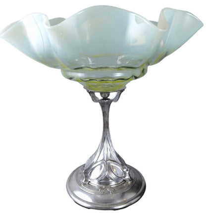 c1900 WMF Vaseline Opalescent Glass Art Nouveau Centerpiece