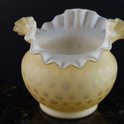 Vintage Honey Amber Optic Mother of Pear Satin glass vase