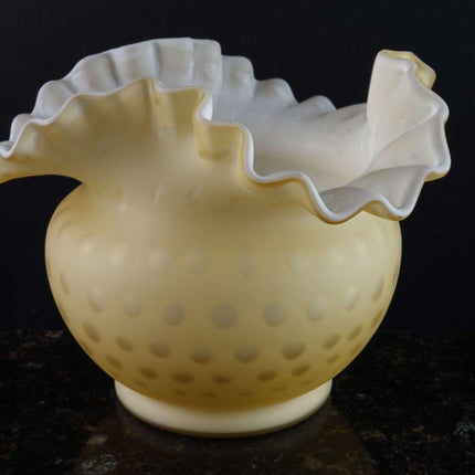 Vintage Honey Amber Optic Mother of Pear Satin glass vase
