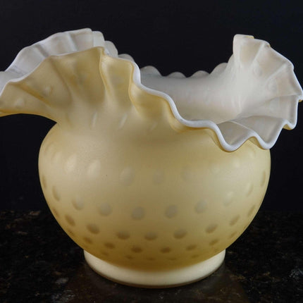 Vintage Honey Amber Optic Mother of Pear Satin glass vase