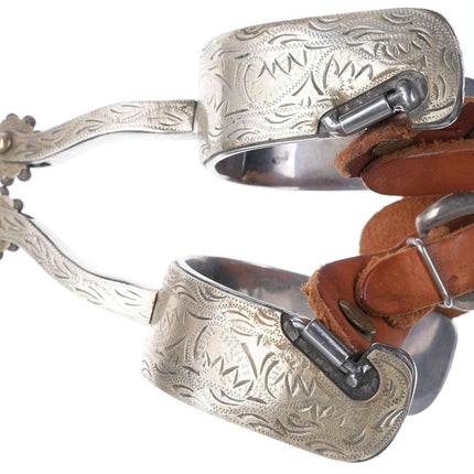 Vintage Engraved western cowboy spurs Made in China