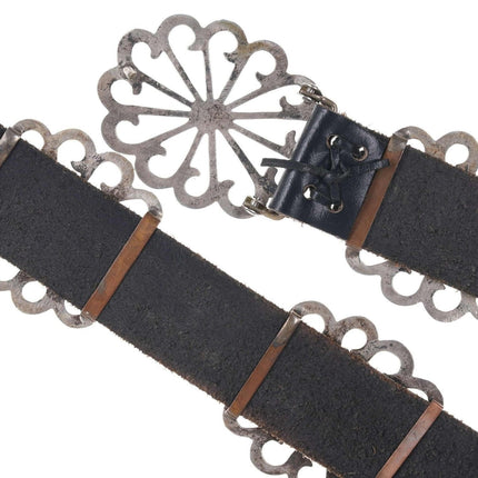 Vintage Native American Tufa Cast Sterling concho belt