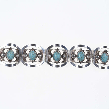 Vintage mexikanisches Sterling Türkis Kunstglas Armband