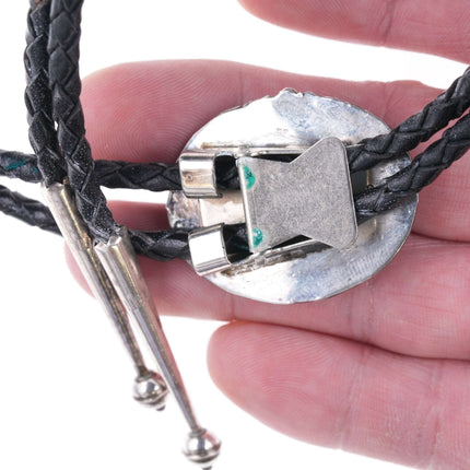 Vintage Navajo Sterling and Malachite bolo tie