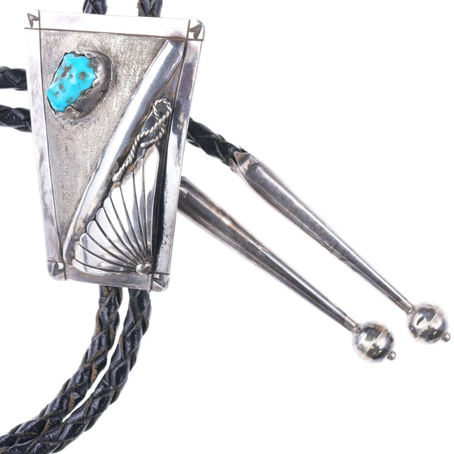Vintage Navajo Sterling and turquoise bolo tie
