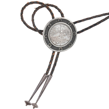 Vintage Modernist Silver German Deutsche Mark Bolo tie