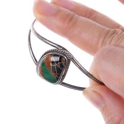 Vintage Native American Sterling Multi-Stone Kanal-Inlay-Armband