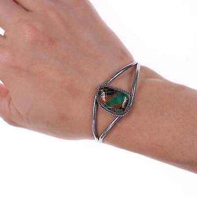 Vintage Native American Sterling Multi-Stone channel inlay bracelet