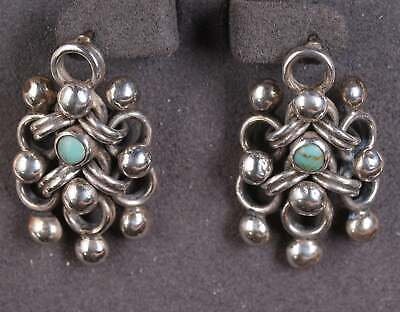 Vintage Modernist articulated sterling/turquoise earrings