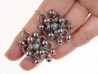 Vintage Modernist articulated sterling/turquoise earrings