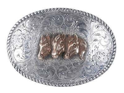 Vintage Hand Engraved Sterling silver Horse head trophy buckle