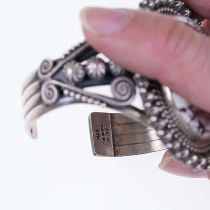 Michael and Rosita Calladito Navajo Sterling silver cuff Bracelet with Wildhorse