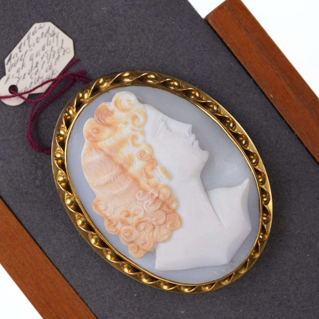 Large Antique 14k gold Shell Cameo b