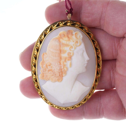 Large Antique 14k gold Shell Cameo b