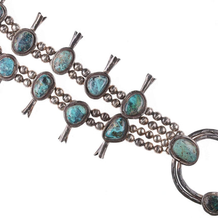 Vintage Navajo Silver and turquoise squash blossom necklace c