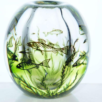 Edward Hald (1883-1980) 为 Orrefors 设计，Graal Fish 花瓶 1963 年中叶现代