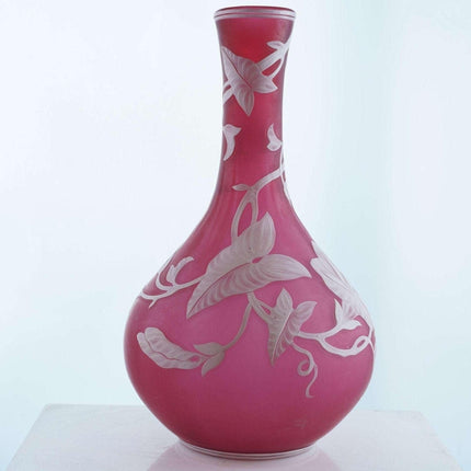 c1890 托马斯·韦伯英国浮雕玻璃花瓶