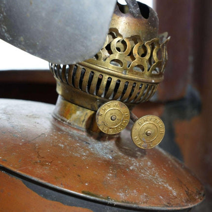 Riesige antike Kupfer-Kerosin-Schiffslaterne mit Glaslinse