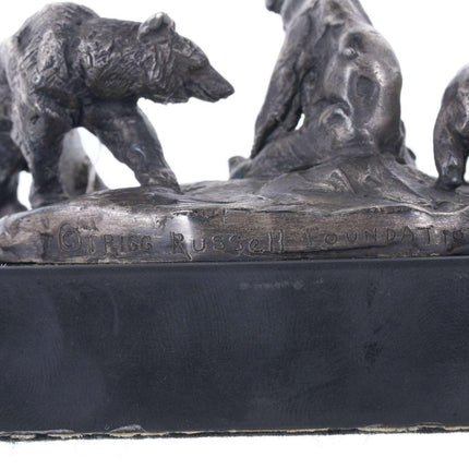 Charles M. Russell, Trigg Drei Grizzlybären-Skulptur aus massivem Sterlingsilber, limitierte Auflage Nr. 35/100