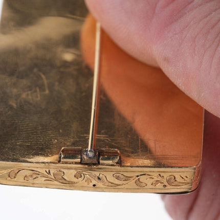 Large Antique 18k Gold Micro-Mosaic Pin