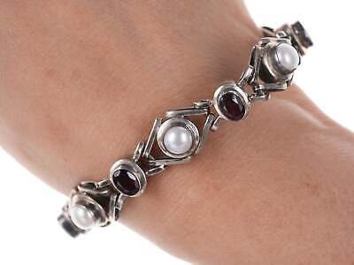 Vintage Garnet baroque pearl sterling bracelet