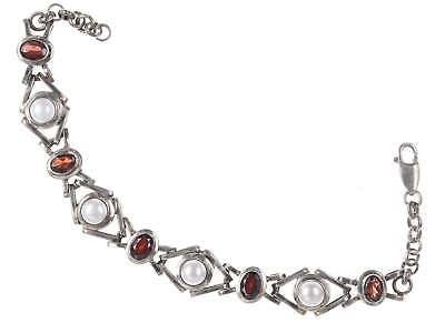Vintage Garnet baroque pearl sterling bracelet