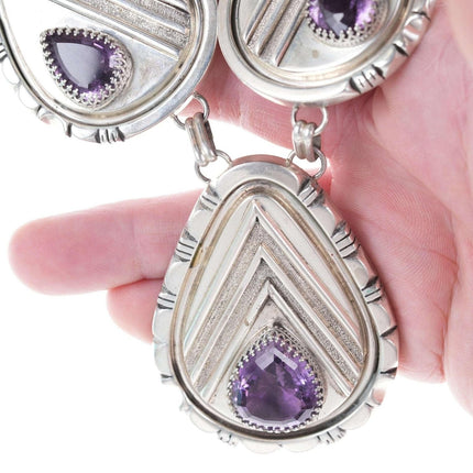 Monströse Retro-Southwestern-Sterling-Amethyst-Halskette