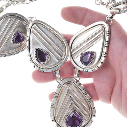 Monströse Retro-Southwestern-Sterling-Amethyst-Halskette