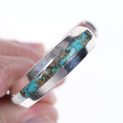 Vintage Native American Turquoise/opal channel inlay bracelet