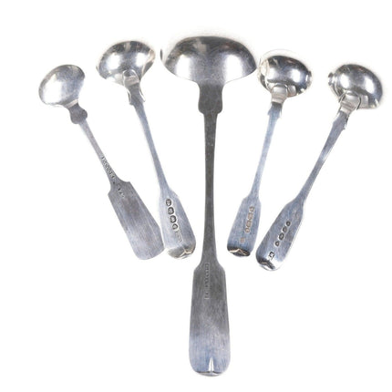 1830-50's American Coin/British armorial silver Master salt spoons/ladles