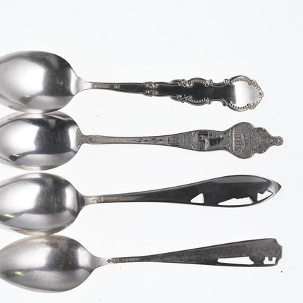 4 Antique Sterling Souvenir Spoons