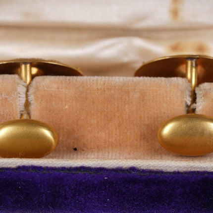 Antike Manschettenknöpfe aus 14-karätigem Gelbgold/Diamant in der Originalverpackung.