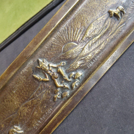 C.1910 Dartmoor Pixie Bronze Desk tray blotter 4 corners only