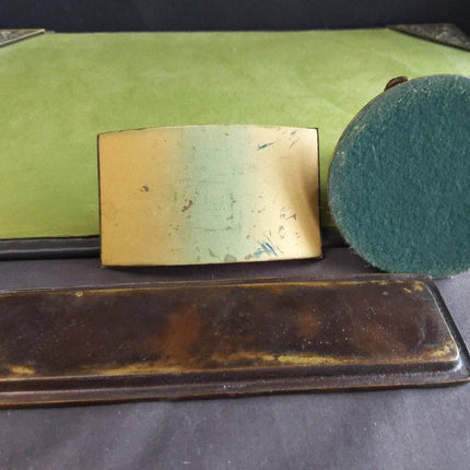 C.1910 Dartmoor Pixie Bronze Desk tray blotter 4 corners only