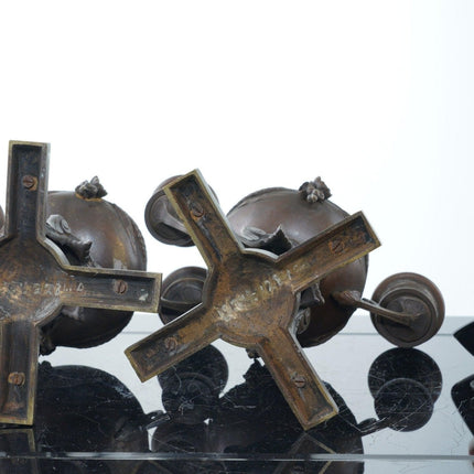 c1870 French Bronze Censer/Candlesticks pair