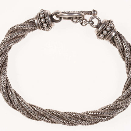 8.75" Heavy Woven Twisted Bali Sterling Toggle bracelet