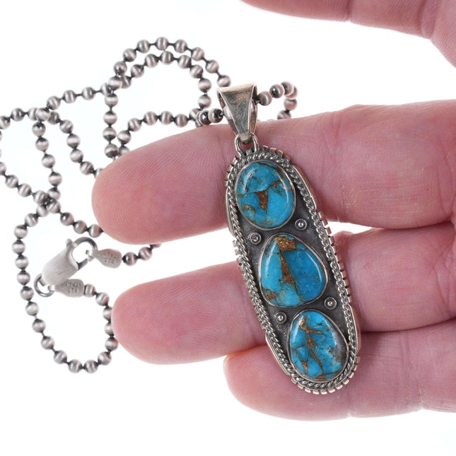 Southwestern style Sterling block turquoise pendant/necklace