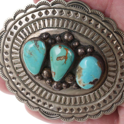 Vintage Native American Stamped Sterling/turquoise belt buckle