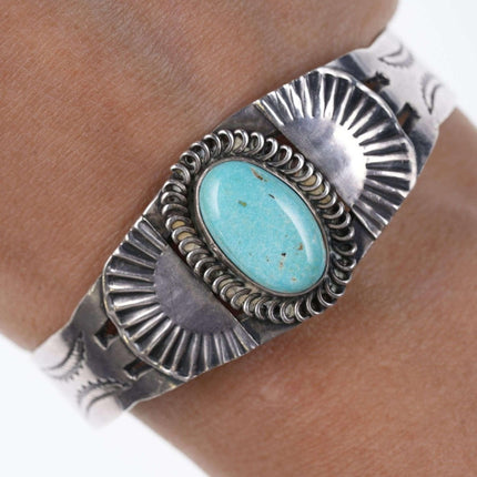 Vintage Native American Sterling/Turquoise Cuff Bracelet