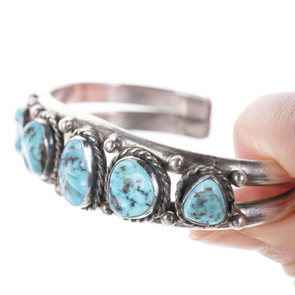 Vintage Native American Sterling with turquoise cuff bracelet e
